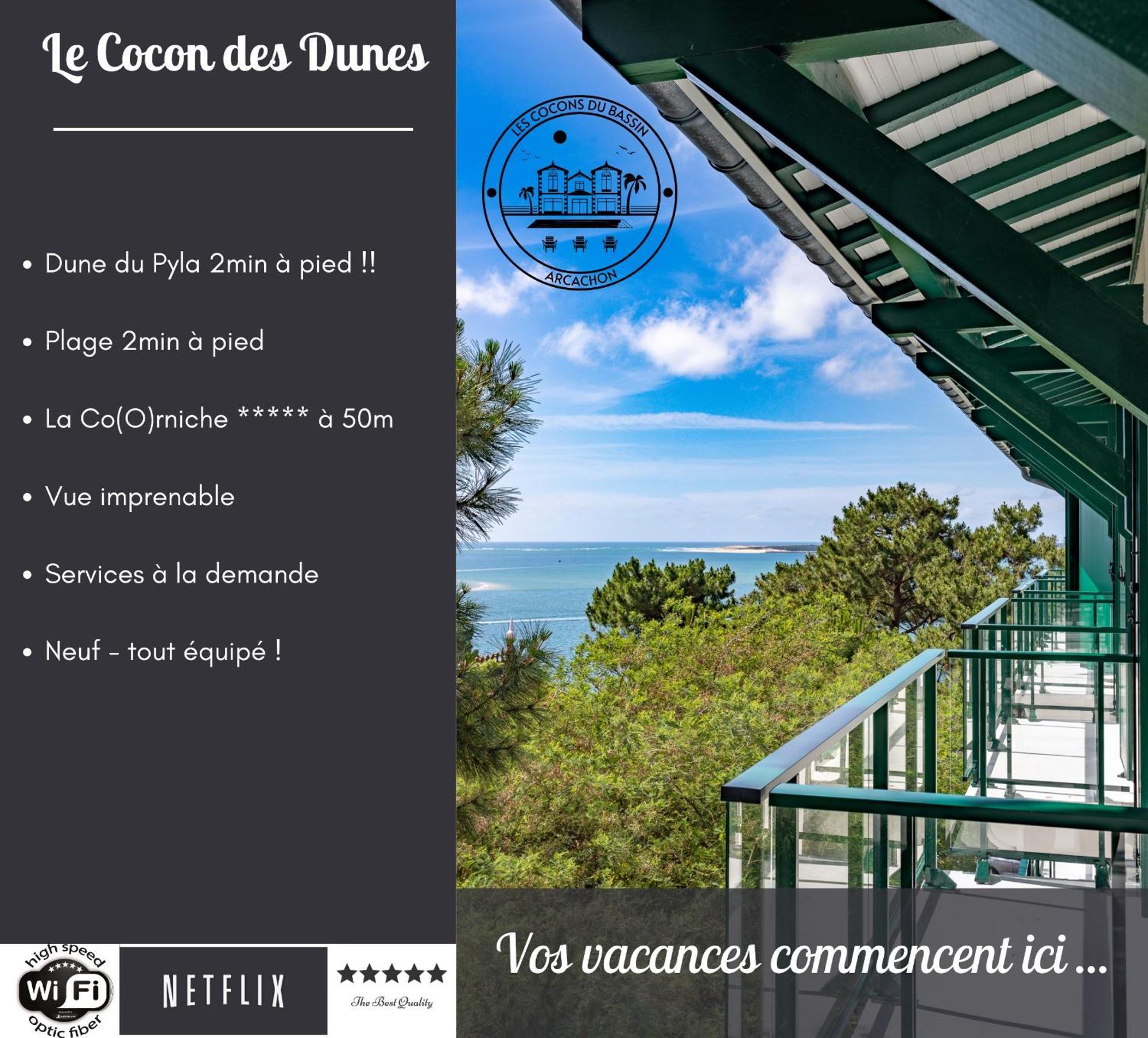 Le Cocon Des Dunes - Vue Mer, Plage&Corniche A Pied Le Moulleau Exterior foto